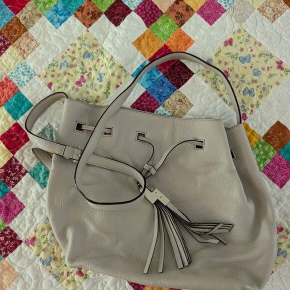 kate spade Handbags - Kate Spade Light Gray Leather Shoulder Bag